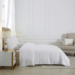 Meeallhome  Seersucker Duvet Cover Set 200*200cm/50*75cm*2  White - thumbnail 6
