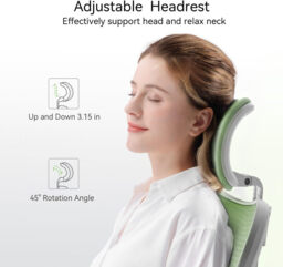 Sihoo M18 Ergonomic Office Chair, Computer Desk Chair with Adjustable Headrest and Lumbar Support, High Back Executive Swivel Chair for Home Office (Morandi Green) - thumbnail 7