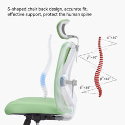 Sihoo M18 Ergonomic Office Chair, Computer Desk Chair with Adjustable Headrest and Lumbar Support, High Back Executive Swivel Chair for Home Office (Morandi Green) - thumbnail 4