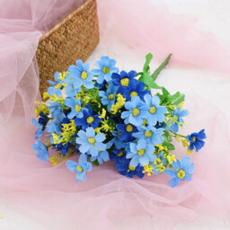 Wei's Moment 6 Bundles of Artificial Balcony  Plants and Indoors, Plastic Flowers Decoration, Faux Plastic, UV-Resistant Flowers for Graves and Garden Blue - thumbnail 4