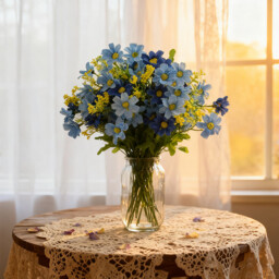 Wei's Moment 6 Bundles of Artificial Balcony  Plants and Indoors, Plastic Flowers Decoration, Faux Plastic, UV-Resistant Flowers for Graves and Garden Blue - thumbnail 1