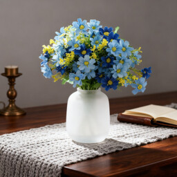 Wei's Moment 6 Bundles of Artificial Balcony  Plants and Indoors, Plastic Flowers Decoration, Faux Plastic, UV-Resistant Flowers for Graves and Garden Blue - thumbnail 3