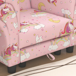310-083V70PK AIYAPLAY Kids Armchair with Stool, 2 Piece Kids Sofa Set with Cloud Design, Wooden Frame, Upholstered Chair for Bedroom, Playroom, Nursery, for 1.5-3 Years Old, Pink - thumbnail 6