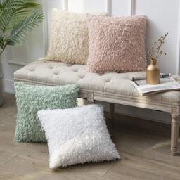 Phantoscope Mirror Collection, Feather-Effect Velvet-Style Cushion Covers, for Sofa, Bed & Chair, Light Beige, 18 x 18 inches (45 x 45 cm) - thumbnail 6