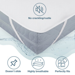 LeBonsoir Waterproof Mattress Protector， Breathable Mattress Topper， Non Slip with 4 Corner Elastics， Stain Protection， Washable， Water Proof，Crinkle-Free Mattress Topper， Breathable 80% Cotton， 20% Polyester and TPU Film Incontinence Underlay，White， 140 x 200cm - thumbnail 7