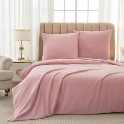 Meeallhome Washed Brushed All-Season Duvet Cover 2-Piece Set, 1.35 x 2 m Duvet Cover + 1 Pillowcase, Light Pink - thumbnail 4