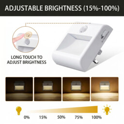2 sets of motion capture night lights with touch dimming, SMD LED 1W 100-240V, ABS+ metal, 4000-4500K warm white, home storage function for bedroom and bathroom - thumbnail 6