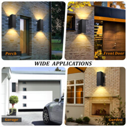 Außenwandleuchte mit Bewegungsmelder, 2700K Warmlicht LED mit Auf- und Abstrahlung, 27cm Moderne Quadratische Mattschwarze Wandleuchte, Wasserdichte Außenlampe für Veranda/Terrasse/Garage, ETL-zertifiziert - thumbnail 3