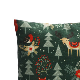 Festive 45Cm Green Cushion With Christmas Forest Design - thumbnail 2