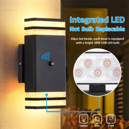 Aussenlampe Außenlampe mit Bewegungsmelder 2 Stück, LED Außenleuchte Aussenleuchte Wand, IP65 Lampe Wandleuchte Wandlampe aussen, Aussenbeleuchtung Außenwandleuchte Hauswand, Schwarz - thumbnail 5