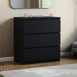 Vida Designs Drawer Chest Denver 3 Drawers Black - thumbnail 1