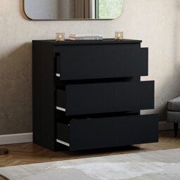 Vida Designs Drawer Chest Denver 3 Drawers Black - thumbnail 6