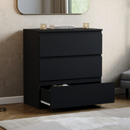 Vida Designs Drawer Chest Denver 3 Drawers Black - thumbnail 4