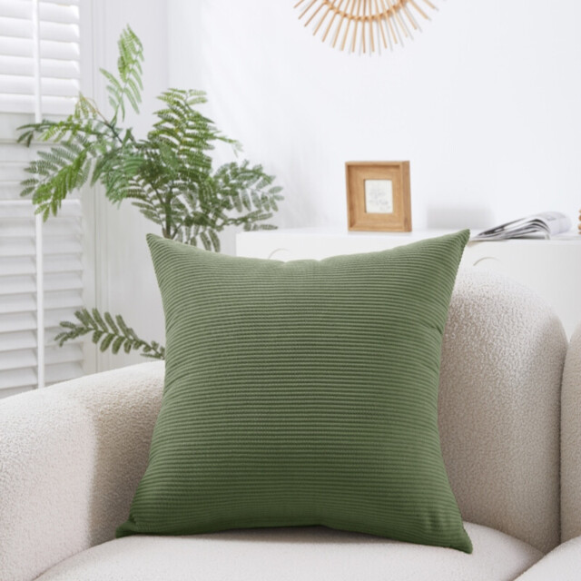 MEROPE, Polyester Corduroy Cushion Cover, 50x50cm, light green, 1pack - image 1