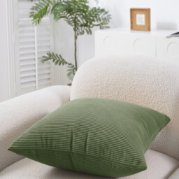 MEROPE, Polyester Corduroy Cushion Cover, 50x50cm, light green, 1pack - thumbnail 2