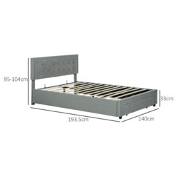 Homcom Ottoman Bed Frame with Storage Drawer Tufted Velvet Double - thumbnail 3