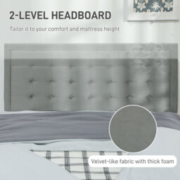 Homcom Ottoman Bed Frame with Storage Drawer Tufted Velvet Double - thumbnail 2