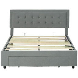 Homcom Ottoman Bed Frame with Storage Drawer Tufted Velvet Double