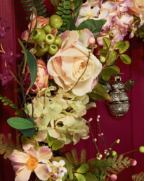 Artificial Wreath roses & Ferns Pink/Orange - thumbnail 6