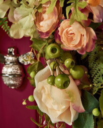 Artificial Wreath roses & Ferns Pink/Orange - thumbnail 7