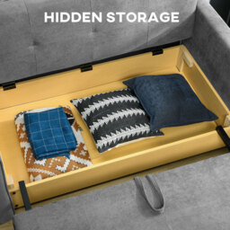 Homcom Sofa Bed 2 Seater Fold Out with 2 Cushions Grey - thumbnail 4