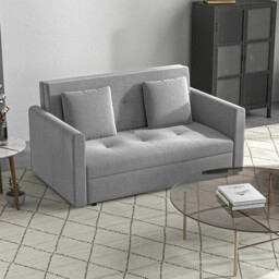 Homcom Sofa Bed 2 Seater Fold Out with 2 Cushions Grey - thumbnail 5