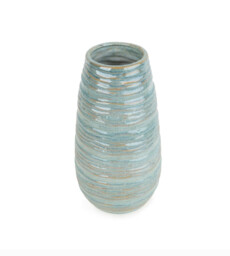 Candlelight Vase Ridged Glazed Blue H:28cm - thumbnail 1