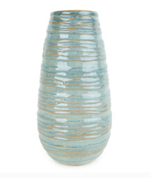 Candlelight Vase Ridged Glazed Blue H:28cm - thumbnail 3