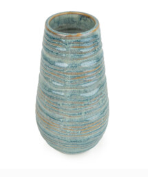 Candlelight Vase Ridged Glazed Blue H:28cm - thumbnail 2