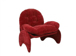 URBAN MEUBLE Arch Series Tufted Lounge Chair - Burgundy Red Boucle, 85*78*84cm (1 Piece)