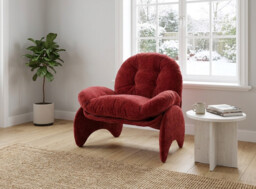 URBAN MEUBLE Arch Series Tufted Lounge Chair - Burgundy Red Boucle, 85*78*84cm (1 Piece) - thumbnail 2