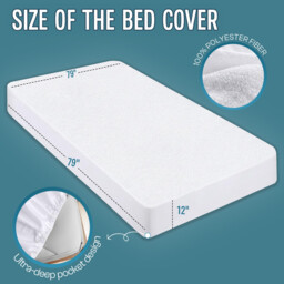 LeBonsoir Waterproof Bedding Mattress Protector， Breathable， Mattress Topper， 30 cm Extra Deep Fitted Sheet， All-Round Elastic， 100% Polyester， (White， 200 x 200cm) - thumbnail 6