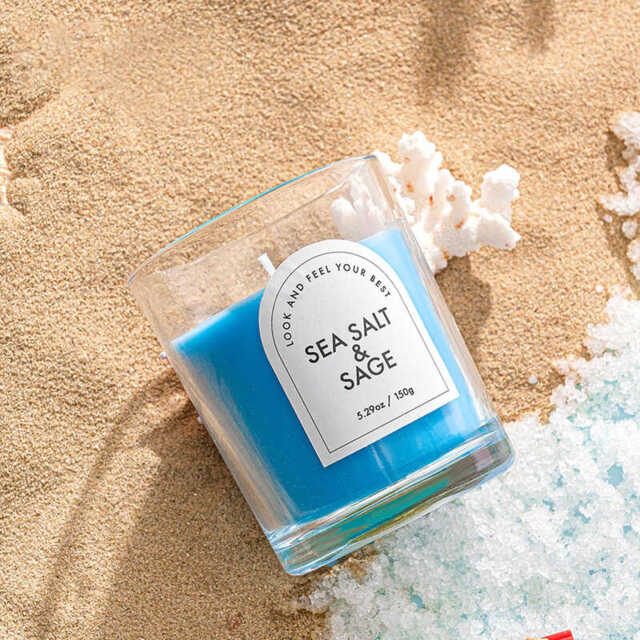 Zooly Transparent Colored Scented Candle - Sage & Sea Salt (Blue), 140G, 1PC - image 1