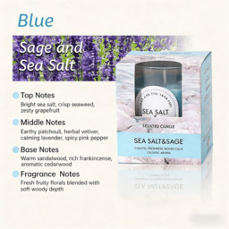 Zooly Transparent Colored Scented Candle - Sage & Sea Salt (Blue), 140G, 1PC - thumbnail 5