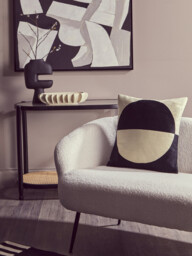 Bosie Cushion Ozella Embroidered Black/Cream Square 50x50cm - thumbnail 1