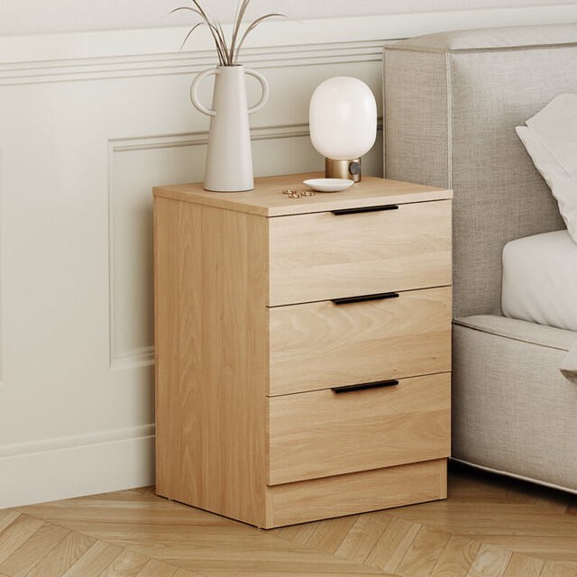 Vida Designs Bedside Table Trega 3 Drawers Pine - image 1