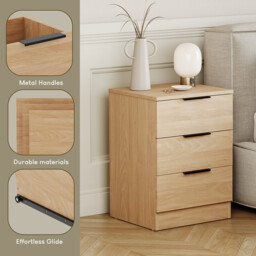 Vida Designs Bedside Table Trega 3 Drawers Pine - thumbnail 7