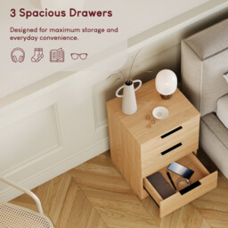 Vida Designs Bedside Table Trega 3 Drawers Pine - thumbnail 3