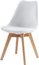MCC Direct Vintage Padded Dining Chair Set, Wooden Chair Legs, Comfortable EVA Cushion, Stylish Office Leisure Dining Chair, 2-Piece Set (White) - thumbnail 3