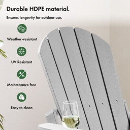 Vonhaus Westport Adirondack Static Chair - Grey - thumbnail 5