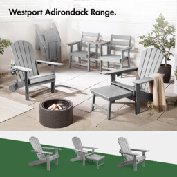 Vonhaus Westport Adirondack Static Chair - Grey - thumbnail 6