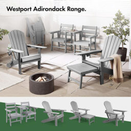 Vonhaus Westport Adirondack Static Chair - Grey - thumbnail 2