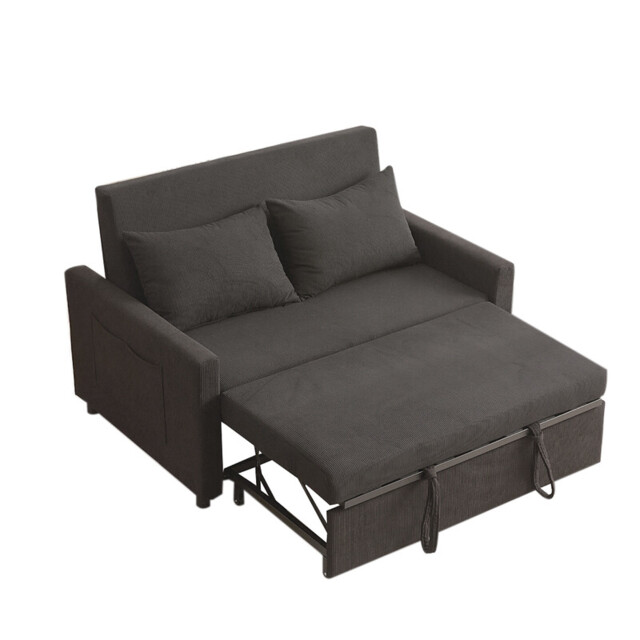 2 Seater Sofa Bed, 3-in-1 Convertible Pull Out Sleeper Sofa,Set of Corduroy Fabric Loveseat with Adjustable Backrest & Side Pockets for Living Room, Guest Room, Apartment,Grey - image 1