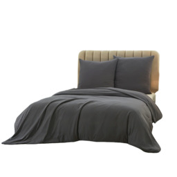 Meeallhome Washed Brushed 2-Piece Comforter and Fitted Sheet Set, 135*200 cm/50*75 cm*1, Dark Gray - thumbnail 4