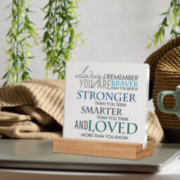 "Alphynix 1pc ""Always Remember"" Acrylic Plaque, Wood Base Stand with Inspirational Quote ""You Are Braver Than You Believe, Stronger Than You Seem, Smarter Than You Think and Loved More Than You Know"", Encouragement Gift for Friends" - thumbnail 2