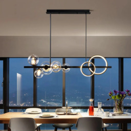 Homary Minimalist 5-Light Glass Globe Shade Sputnik Kitchen Island Light Globe Light in Black - thumbnail 6