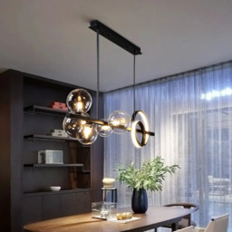 Homary Minimalist 5-Light Glass Globe Shade Sputnik Kitchen Island Light Globe Light in Black - thumbnail 3