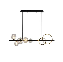 Homary Minimalist 5-Light Glass Globe Shade Sputnik Kitchen Island Light Globe Light in Black - thumbnail 1