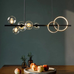 Homary Minimalist 5-Light Glass Globe Shade Sputnik Kitchen Island Light Globe Light in Black - thumbnail 2