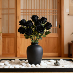 10Pcs 19.68in/50cm Artificial Rose，Realistic Bouquet of Long stemmed False Silk Roses，Simulated Rose，Suitable for Wedding Photography Props Furniture Decoration(black) - thumbnail 4